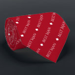 Best Man Repeating White Text on Red Neck Tie<br><div class="desc">This fun neck tie is the perfect accessory for the best man at your wedding. It features a simple yet elegant design with the words "Best Man" written in fancy all capital white text repeating in a diagonal pattern on a red background. There are diamonds separating the repeating text. Perfect...</div>