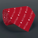 Best Man Repeating White Text on Red Neck Tie<br><div class="desc">This fun neck tie is the perfect accessory for the best man at your wedding. It features a simple yet elegant design with the words "Best Man" written in fancy all capital white text repeating in a diagonal pattern on a red background. There are diamonds separating the repeating text. Perfect...</div>