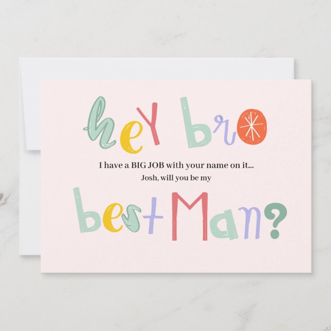 Best Man Request Cards (You pick background color) (Front)