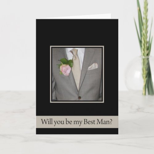 Best Man request Grey Suit Invitation