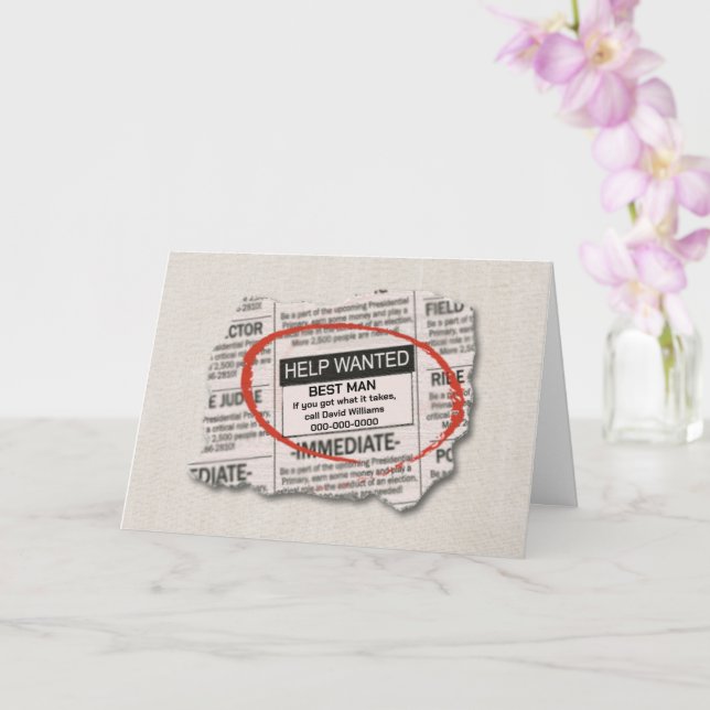 Best Man Request Want Ad Card (Orchid)