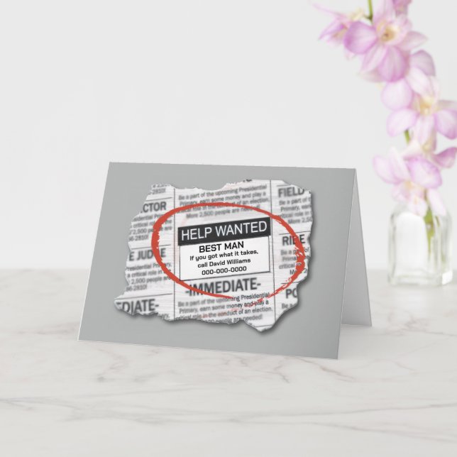 Best Man Request Want Ad Card (Orchid)