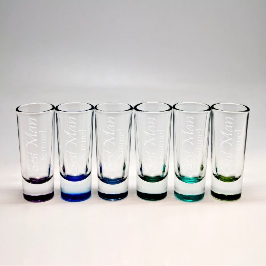 Best Man Sand Etched Tall Shot Glass Set (Front)