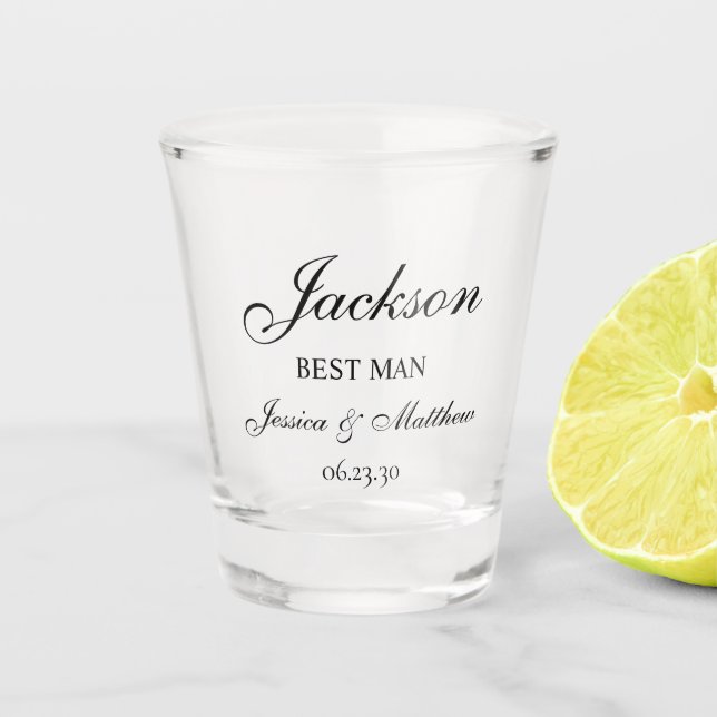 Best Man Script Customized Shot Glass (Front)