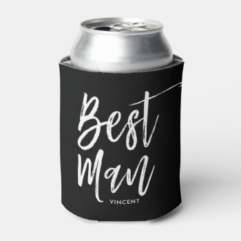 Best Man | Script Style Custom Wedding Can Cooler by colorjungle at Zazzle
