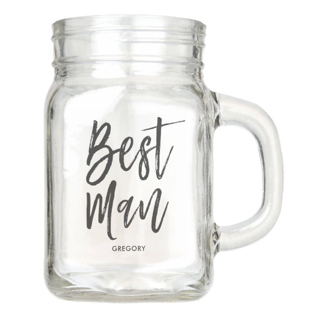 Best Man | Script Style Custom Wedding Mason Jar (Front)