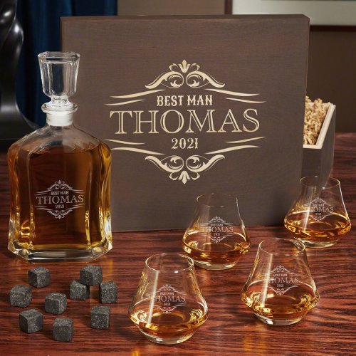 Best Man Set with Decanter and Whiskey Glasses