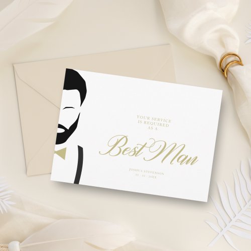 Best Man Silhouette Simple Wedding Proposal Card