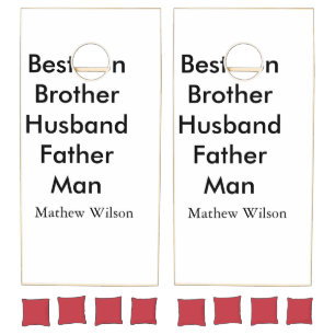 Best man son husband dad quotes add name text cornhole set