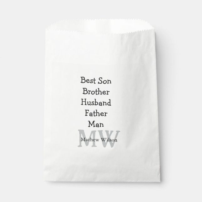 Best man son husband dad quotes add name text favor bag (Front)