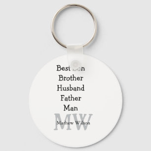 Best man son husband dad quotes add name text keychain
