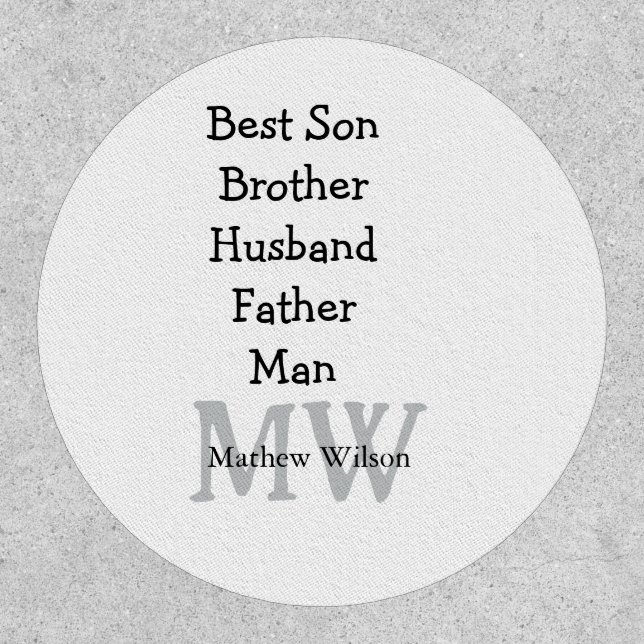 Best man son husband dad quotes add name text patch (Front)