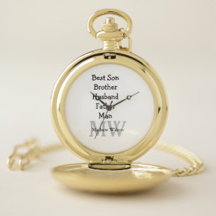 Best man son husband dad quotes add name text pocket watch