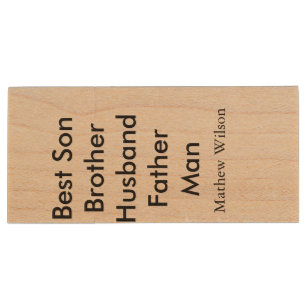 Best man son husband dad quotes add name text wood flash drive