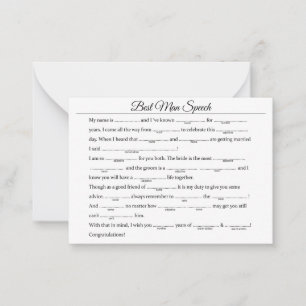 Best Man Speech Note Card