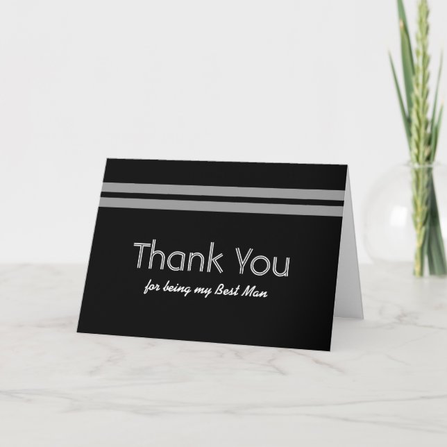BEST MAN Stripe Wedding THANK YOU Custom Name V01 Card (Front)