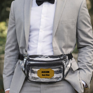 Best Man Text On Gold Banner Clear Fanny Pack