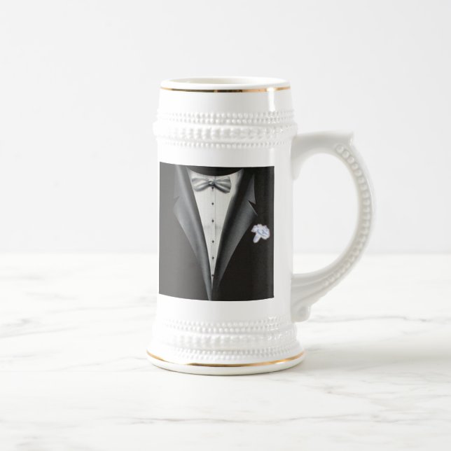 Best Man Thank You Gift - Tuxedo Template Beer Stein (Right)