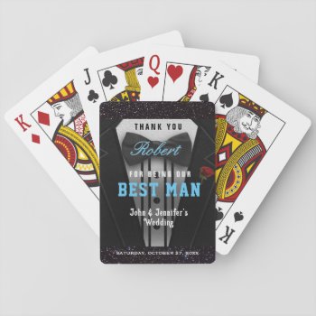 Best Man Thank You Playing Cards by GlitterInvitations at Zazzle