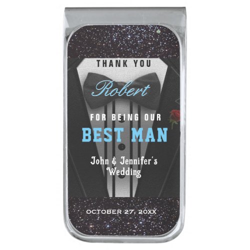 Best Man Thank You Playing  Silver Finish Money Clip
