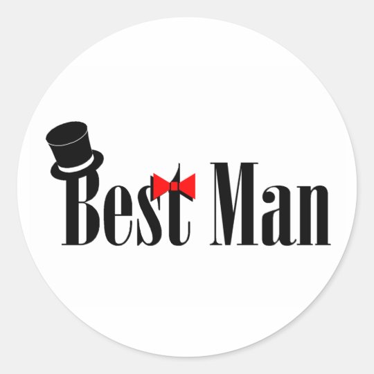 Best Man Top Hat Classic Round Sticker