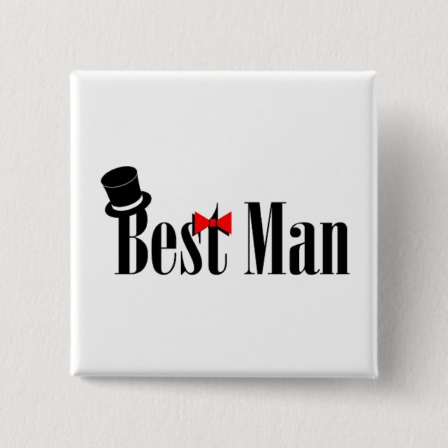 Best Man Top Hat Pinback Button (Front)