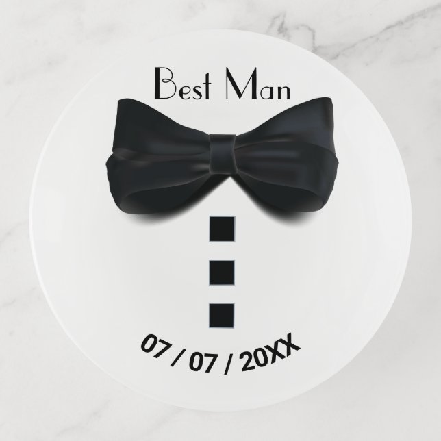  Best Man Tuxedo 🎩 Elegant Bling Trinket Tray (Front)