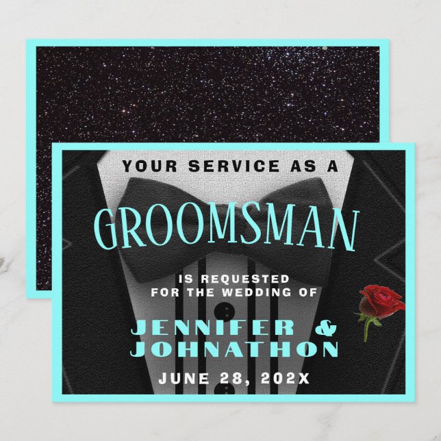 Best Man Tuxedo Invitation Suit Up (Front/Back)