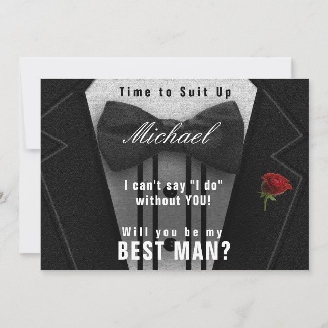Best Man Tuxedo Invitation Suit Up (Front)