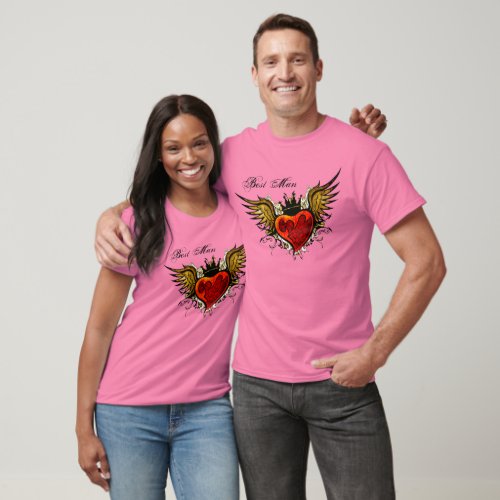 Best Man Vintage Tattoo Winged Heart  Shirt