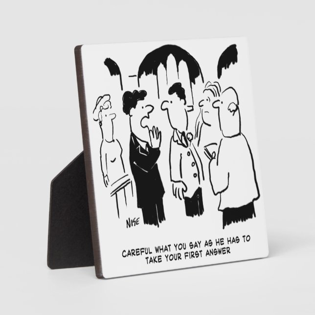 Best Man Warns Bridegroom. Funny Cartoon Plaque (Front)