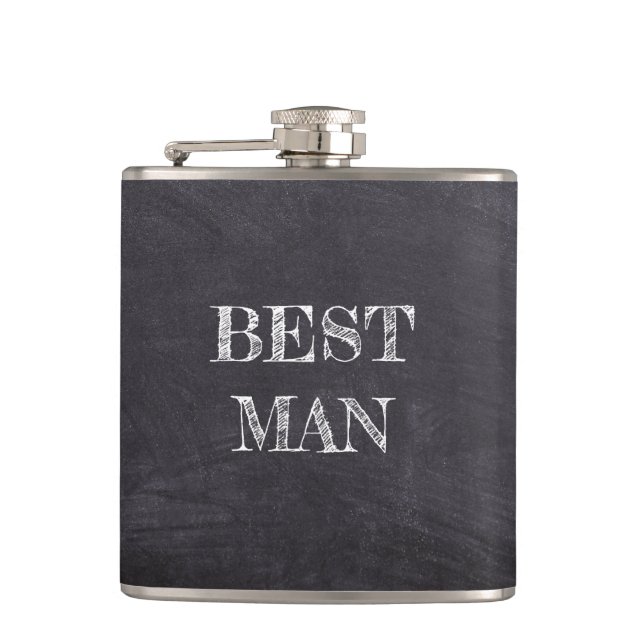 Best Man Wedding Black Chalkboard Whisky Flask (Front)