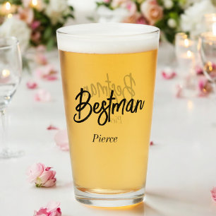 Best Man Wedding Black White Groomsman Glass