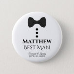 Best Man Wedding Button Name Tag<br><div class="desc">These fun buttons are designed as a gift for your best man. Perfect for identifying them at a wedding shower or rehearsal dinner. The buttons feature an image of a black tie with three buttons. The text reads "Best Man" and has a space to enter his name as well as...</div>