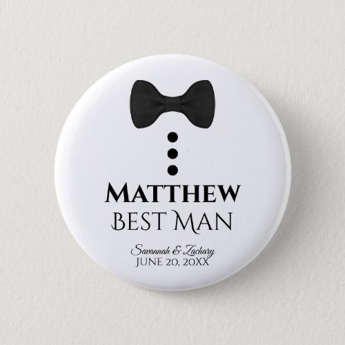 Best Man Wedding Button Name Tag