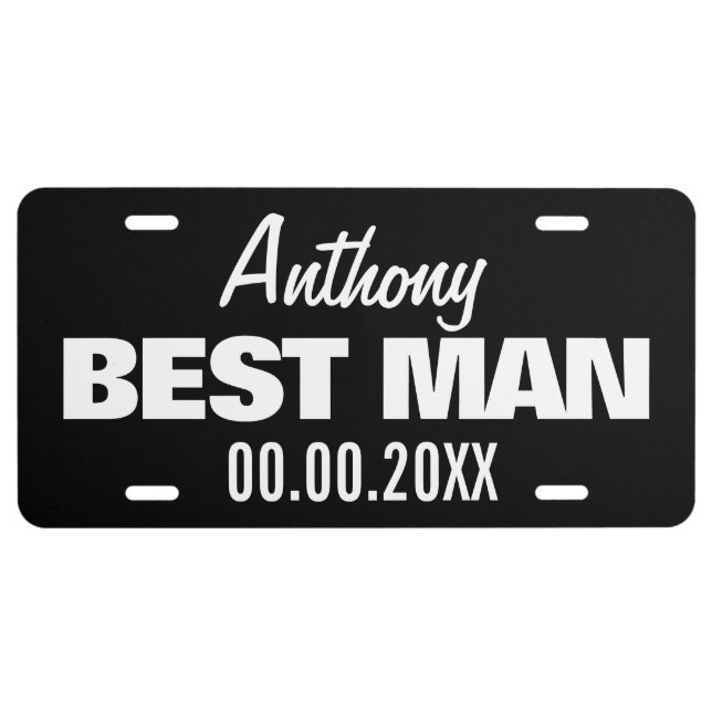 Best Man wedding car license plate for groomsmen (Front)