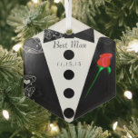 Best Man Wedding Christmas Ornament<br><div class="desc">Best Man Black Tuxedo Bow Tie Wedding Party Thank You Favors Christmas Ornament Wedding Keepsake Wedding Party Necklaces - to change background color - click customize - click edit - choose last tool in drop down menu and choose from one of the colors shown or enter your rgb hex code...</div>