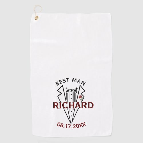 Best Man Wedding Custom Name Date Gift Golf Towel