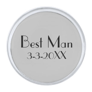 Best Man Wedding Date Gray and Black Silver Finish Lapel Pin