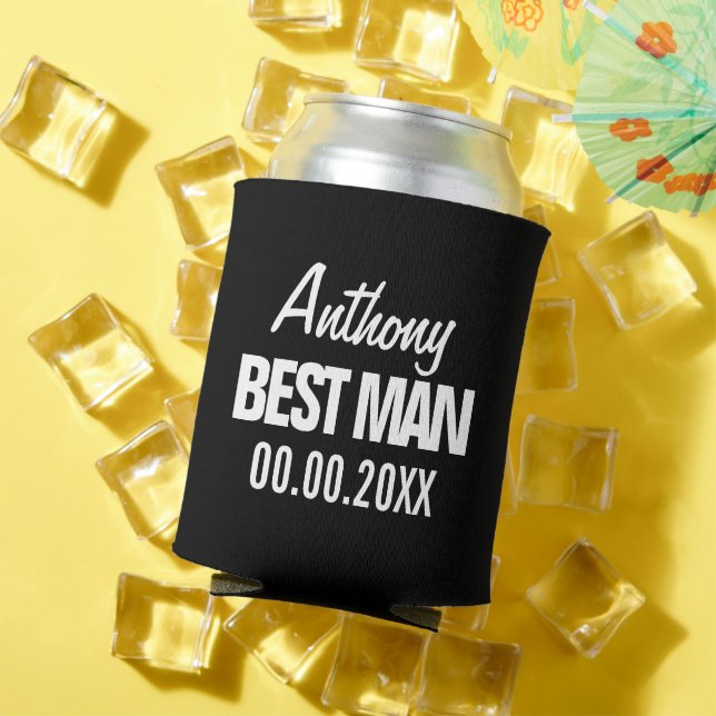 Best Man wedding favor can cooler for groomsmen (In Situ Summer)