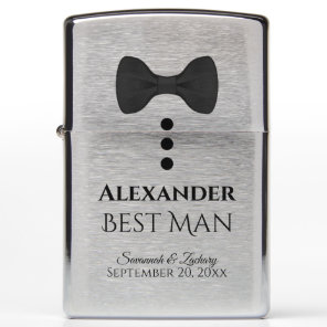 Best Man Wedding Favor Cute Black Bow Tie Tuxedo Zippo Lighter