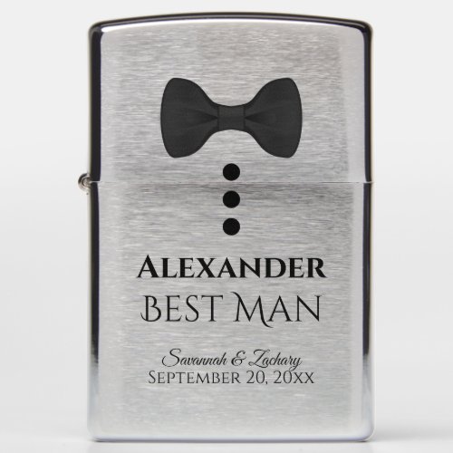Best Man Wedding Favor Cute Black Bow Tie Tuxedo Zippo Lighter