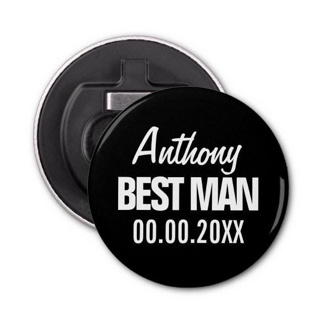 Best Man wedding favor for groomsmen custom magnet Bottle Opener (Front)