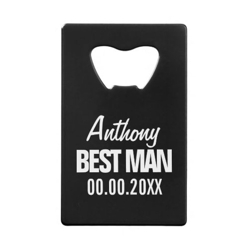 Best Man wedding favor for groomsmen custom steel Credit Card Bottle Opener