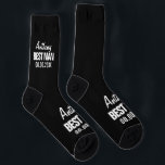 Best Man wedding favor socks gift for groomsmen<br><div class="desc">Best Man wedding favor socks gift for groomsmen. Personalized thank you and proposal gifts from groom to groomsman. Great for asking special friends and family members. Add your own name and date of marriage. Black and white modern typography design template.</div>