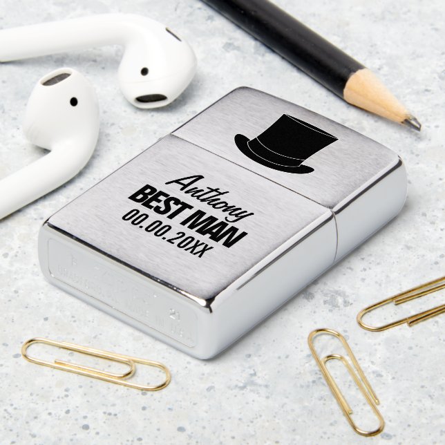Best Man wedding favor Zippo lighter for groomsmen (On Table 2)