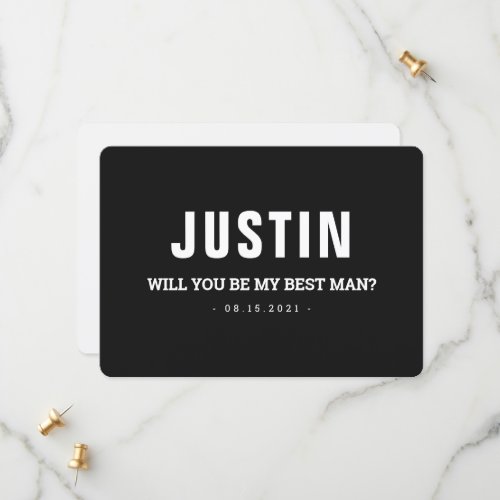 Best Man Wedding Modern Black and White Proposal Save The Date
