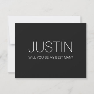 Best Man Wedding Modern Black/White Proposal Card