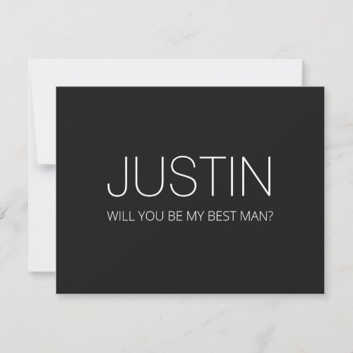 Best Man Wedding Modern BlackWhite Proposal Card