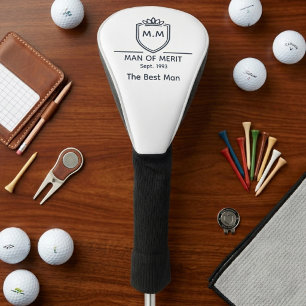 Best Man Wedding Monogram Initials Man Of Merit Golf Head Cover